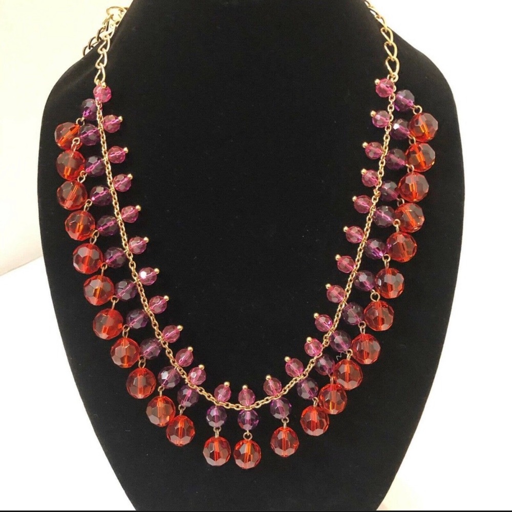 NWOT Kate Spade 'On The Avenue' Long Necklace Pink, Purple & Red Happy Colors!